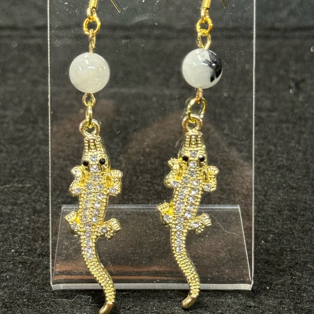 Elegant Golden Crocodile Earrings